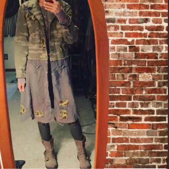 Upcycled sanctuary camouflage camo frayed post Apocalyptic scavenger jacket - Picture 5 of 16